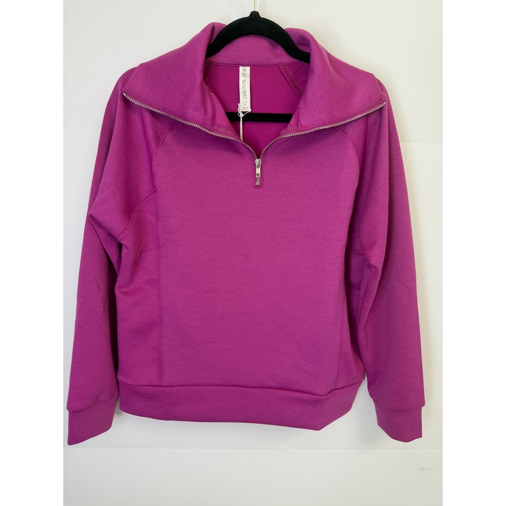 Dear Scarlett Womens Magenta Quarter Zip Pullover Sweatshirt‎ TRV-HAMPTONS Small - Picture 2 of 12